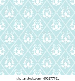 Floral pattern. baroque, damask. Classic blue and white pattern with flowers. Seamless background for textile, manufacturing, wallpapers, print wrap
