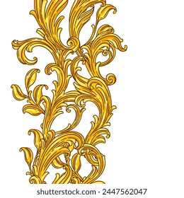 Floral pattern in baroque style. Decorative curling plant.