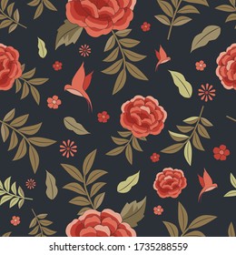 Floral pattern based on the embroidered flowers of oriental shawl