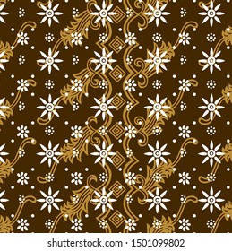 floral pattern with batik motifs as a background, vector illustration, suitable for printing designs
