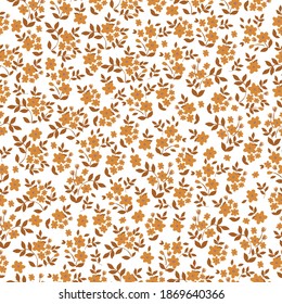 Patrón floral. Hermosas flores sobre un fondo blanco. Imprima flores de terracota pequeñas. Imprimiendo color en una flor. Textura vectorial sin inconvenientes. Ramo de primavera.