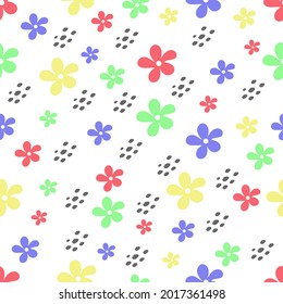Floral pattern. Beautiful flowers on a white background. Children's print. Seamless vector texture.