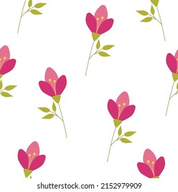 Floral pattern. Beautiful flowers on a white background. Print with small pink flowers. Seamless vector texture. Spring bouquet.