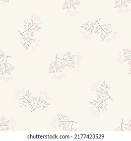 Floral pattern for bed linen textile. Unique seamless ornament of flowers outlines. Mix plant, doodle on retro style light background. Simple art design pattern for textile, fabric and print. Vector