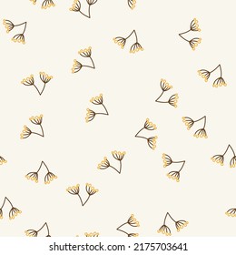 Floral pattern for bed linen and textiles. Endless background. Design art from simple cute, small yellow daisies, flowers. Printing on fabric. Repeating floral motif for textile. Vector illustration.
