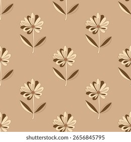 Padrão floral, fundo bege, padrão sem emenda