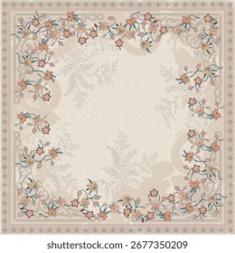 Bufanda de hijab de arena beige con patrón floral