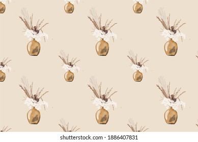 Floral pattern in beige tones