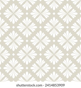 Patrón floral color beige y blanco adorno gráfico de diseño moderno fondo sin fisuras.