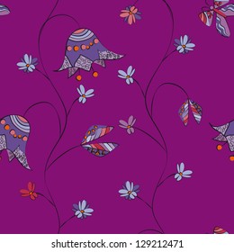floral pattern bells butterfly lilac