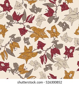 Floral pattern with bindweed on background.