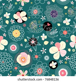 floral pattern with birds