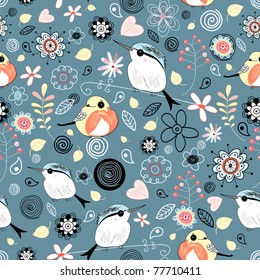 floral pattern with birds