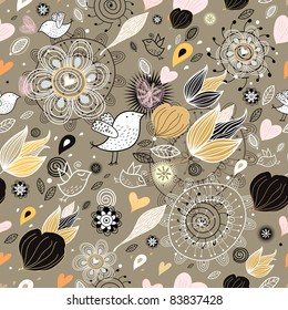 floral pattern with birds