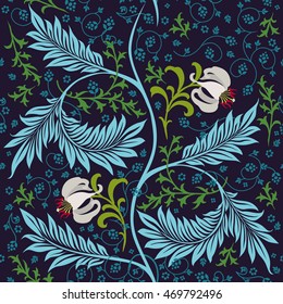 Floral pattern with birds and butterflies