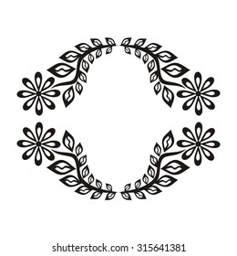 Floral pattern black frame vector illustration