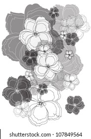 Floral pattern with black and white flowers