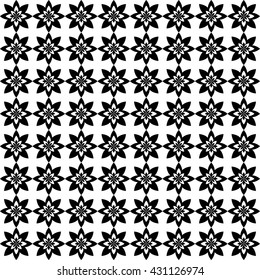 Floral pattern with black and white flowers on white background