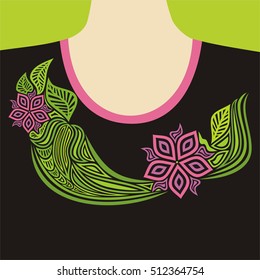 Floral pattern for blouses. Vector illustration.