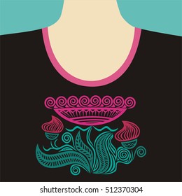 Floral pattern for blouses. Vector illustration.