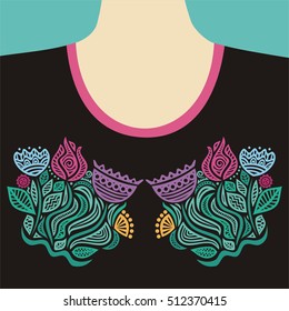 Floral pattern for blouses. Vector illustration.