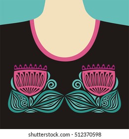 Floral pattern for blouses. Vector illustration.