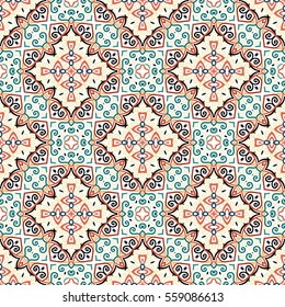 Floral Pattern Blue Brown Curve Elements