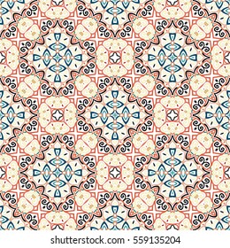Floral Pattern Blue Brown Curve Elements