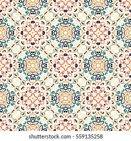 Floral Pattern Blue Brown Curve Elements