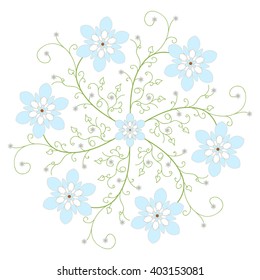 Floral pattern. Pattern with blue flowers.