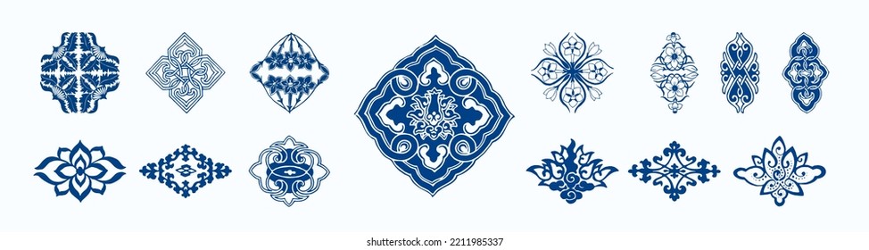 Floral pattern, blue porcelain flower pattern, Traditional vector pattern.