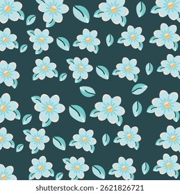 Floral pattern for blue print, card background