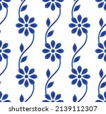 Floral pattern blue and white. Seamless border. Lace texture. Abstract background for design, porcelain, chinaware, ceramic tile, ceiling, texture, indigo, wall, paper, silk and fabric, vector