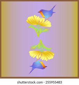  Floral pattern blur bird with chryizantemum