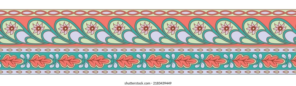 Floral Pattern Border Design for Textile Print