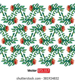  floral pattern border red roses, peony isolated on a white background for your design wallpapers, pattern fills, web page backgrounds, surface textures vector illustration