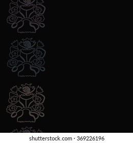 Floral pattern, bouquet, doodles,vertical, seamless,  stylized flowers . Hand drawn, Ukrainian folklore.