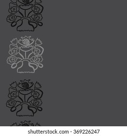 Floral pattern, bouquet, doodles,vertical, seamless,  stylized flowers . Hand drawn, Ukrainian folklore.
