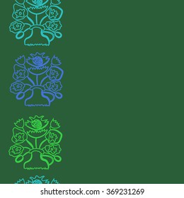 Floral pattern, bouquet, doodles,vertical, seamless,  stylized flowers . Hand drawn, Ukrainian folklore.
