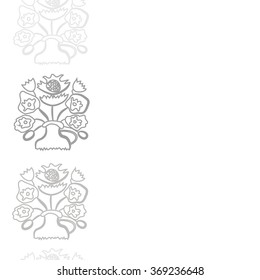 Floral pattern, bouquet, doodles,vertical, seamless,  stylized flowers . Hand drawn, Ukrainian folklore.