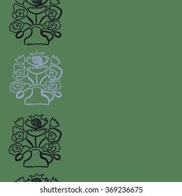 Floral pattern, bouquet, doodles,vertical, seamless,  stylized flowers . Hand drawn, Ukrainian folklore.