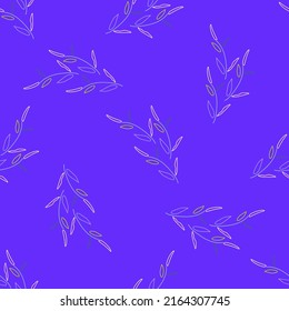 Patrón floral. Sucursal con hojas sobre fondo morado, vectorial sin costura. Fresco adorno de planta con hojas de color, textiles modernos y de moda. Dibujo a mano para ropa de cama, patrón. Ilustración del vector