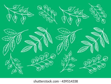 Floral pattern with branches and leaves.