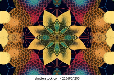 Floral pattern bright colorful background. Abstract graphic line modern elegant minimal retro style. Flower design for texture textile print art background wallpaper tile backdrop vector illustration.