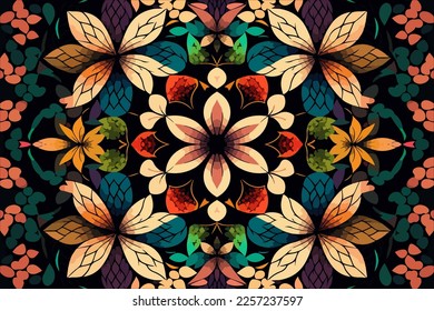 Floral pattern bright colorful background. Abstract graphic line modern elegant minimal retro style. Flower design for texture textile print art background wallpaper tile backdrop vector illustration.