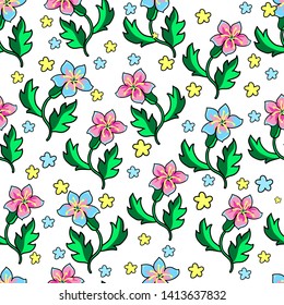 Floral pattern with bright large flowers on white background. For textile, background, fabric, wrapping paper, background, Wallpaper.