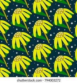 floral pattern of bright orange fish on a dark background