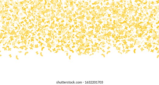 Floral pattern. Bright small flower pattern background with sweet osmanthus.  Confetti falling on white background. Color confetti for greeting cards, wedding invitation, gift packages.