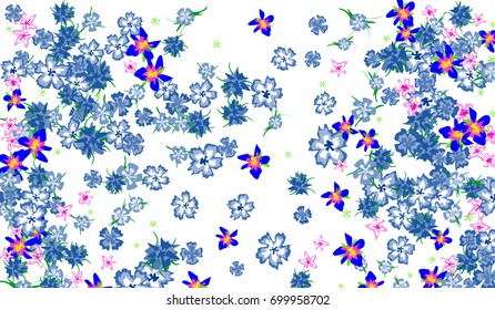 Floral Pattern for Brochure, Poster, Banner, Notepad or Book Cover. Background with Little Flowers in Vintage Style. Gentle Horizontal Pattern