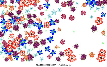 Floral Pattern for Brochure, Poster, Banner, Notepad or Book Cover. Background with Little Flowers in Vintage Style. Gentle Horizontal Pattern